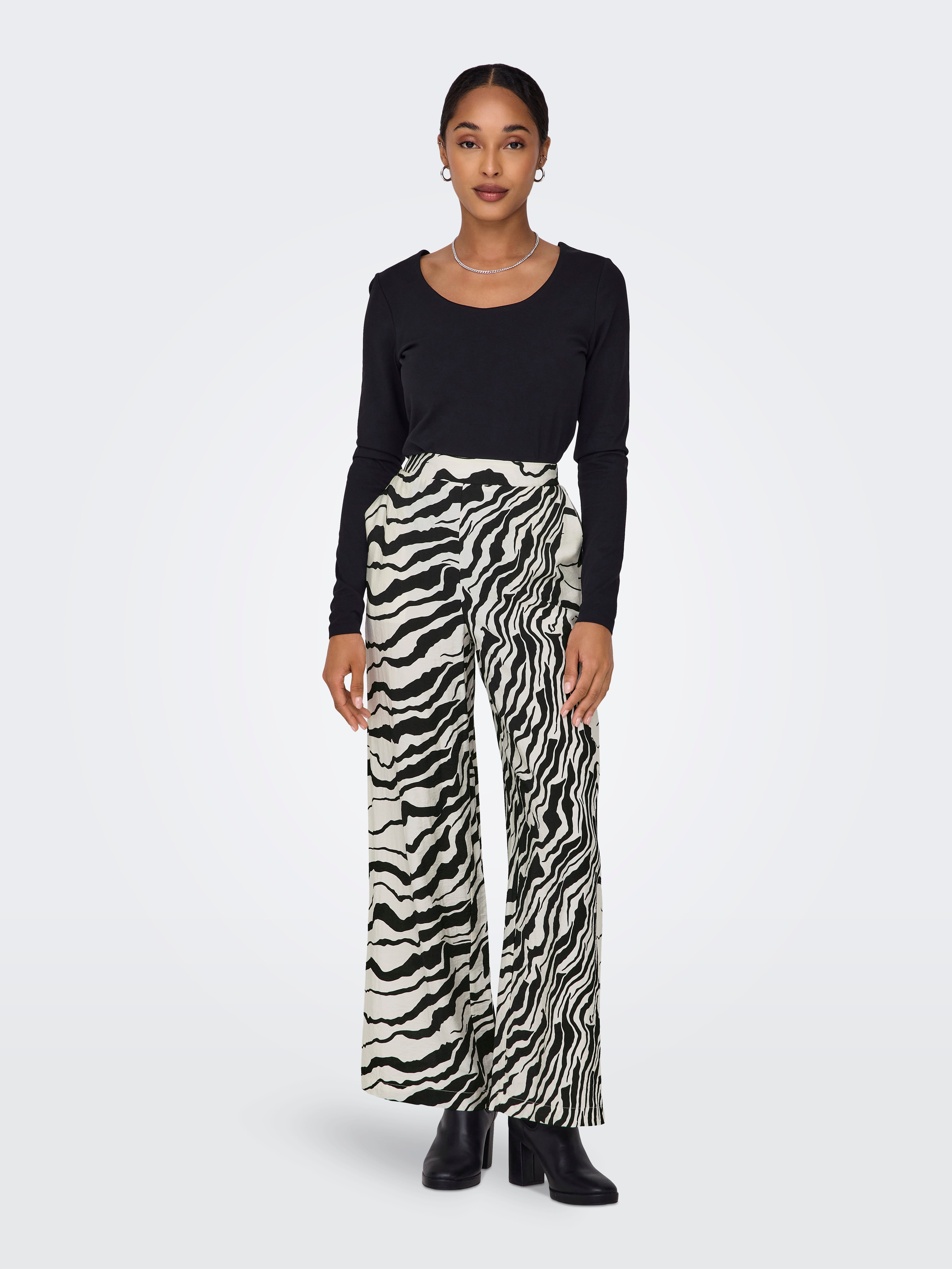 ONLCILLE Hohe Taille Normal geschnitten Hose White