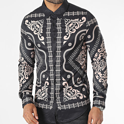 Chemises Manches Longues Noir Rose Renaissance