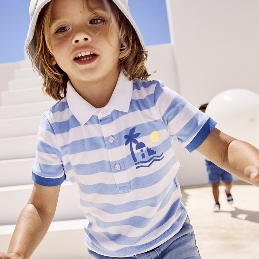 Polo manches courtes rayé print arty pour bébé garçon