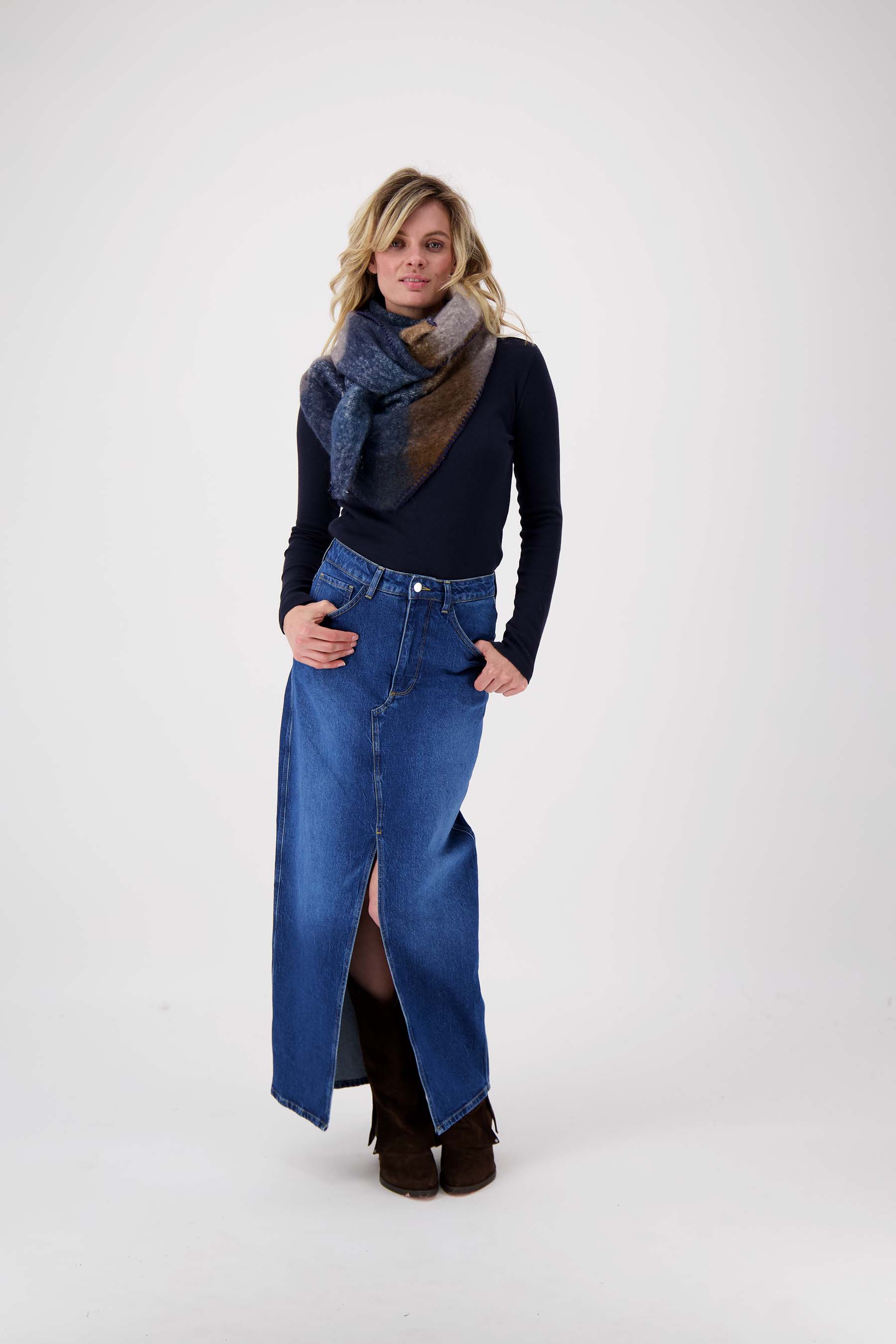 lange denim stretch rok