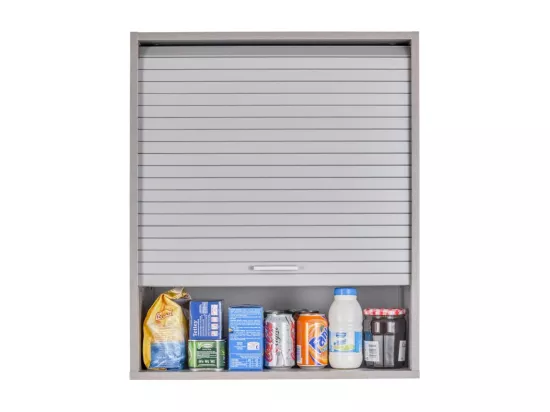Meuble Haut de Cuisine Imitation Aluminium 2 Etagères L 60 H 72 P 35 cm