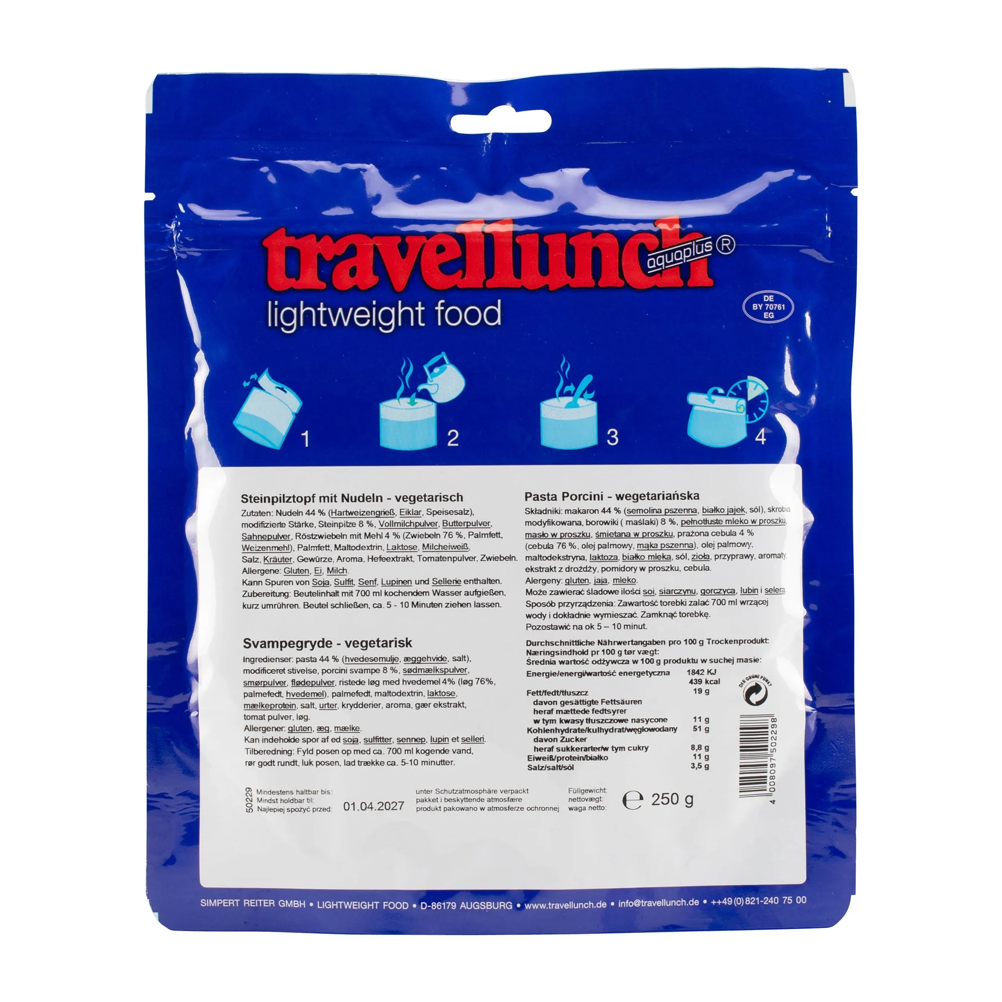 Travellunch -  Steinpilztopf mit Nudeln vegetarisch 2er Packung