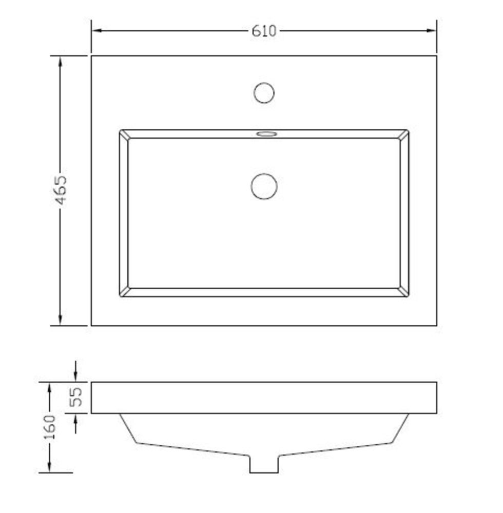 Mueller Single mineraalmarmer wastafel 60x46cm