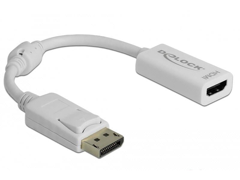 Delock Adapter Displayport - HDMI Weiss Adapterkabel, DisplayPort-Stecker auf HDMI-Buchse