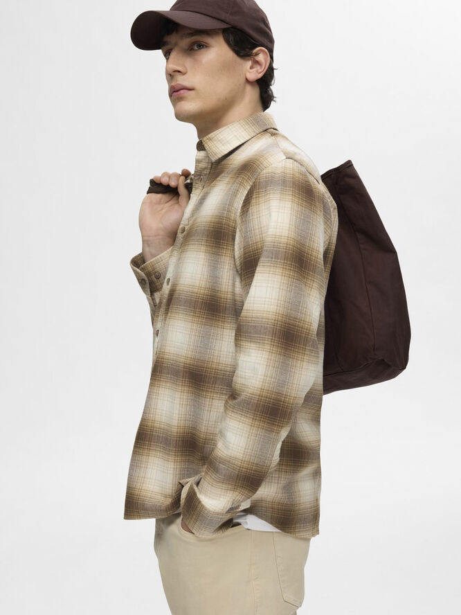 Selected Homme SLHSLIMOWEN-FLANNEL SHIRT LS NOOS Oatmeal/egret