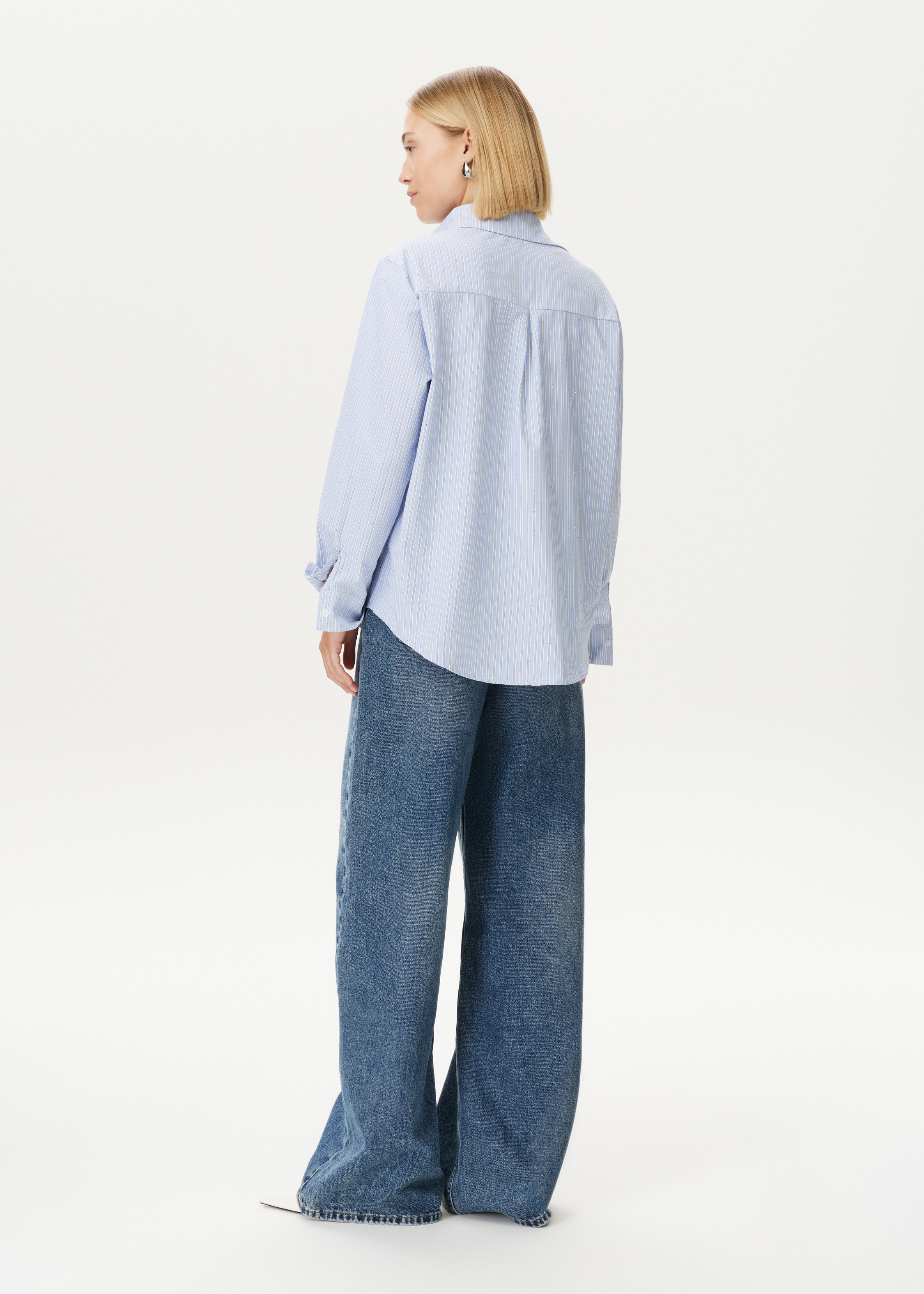 Gestreepte strass blouse