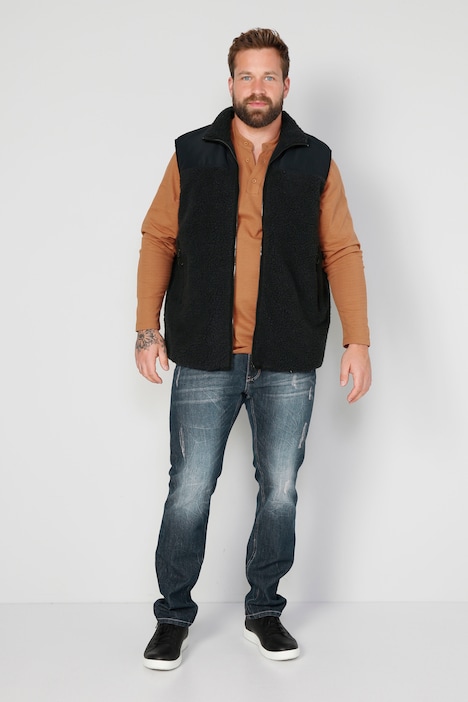 Boston Park Teddyfleece-Weste, Stehkragen, Nylon-Besatz, bis 74