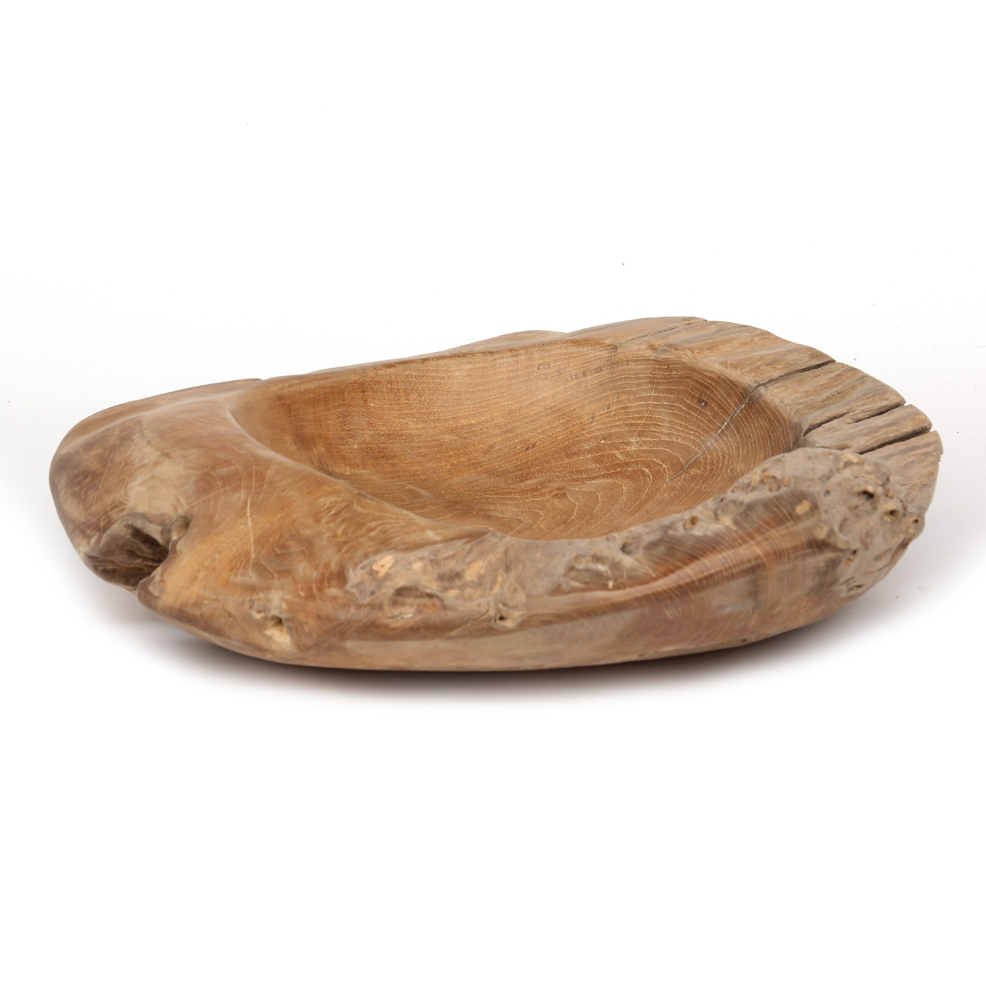 Holzschale aus Restholz, Teak, Ø min. 50 cm, H ca. 10 cm von fischer's lagerhaus