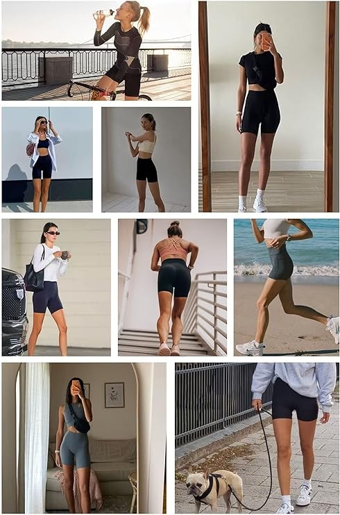 (Gr. M) Elastische Damen Leggings Sport Shorts Stretch Pants Radler Hose mit Seitentasche - Schwarz