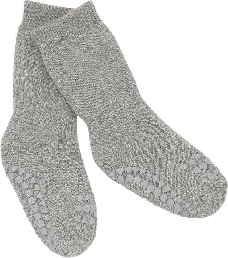 GoBabyGo Non-Slip Socks - Organic Terry Cott Grey melange
