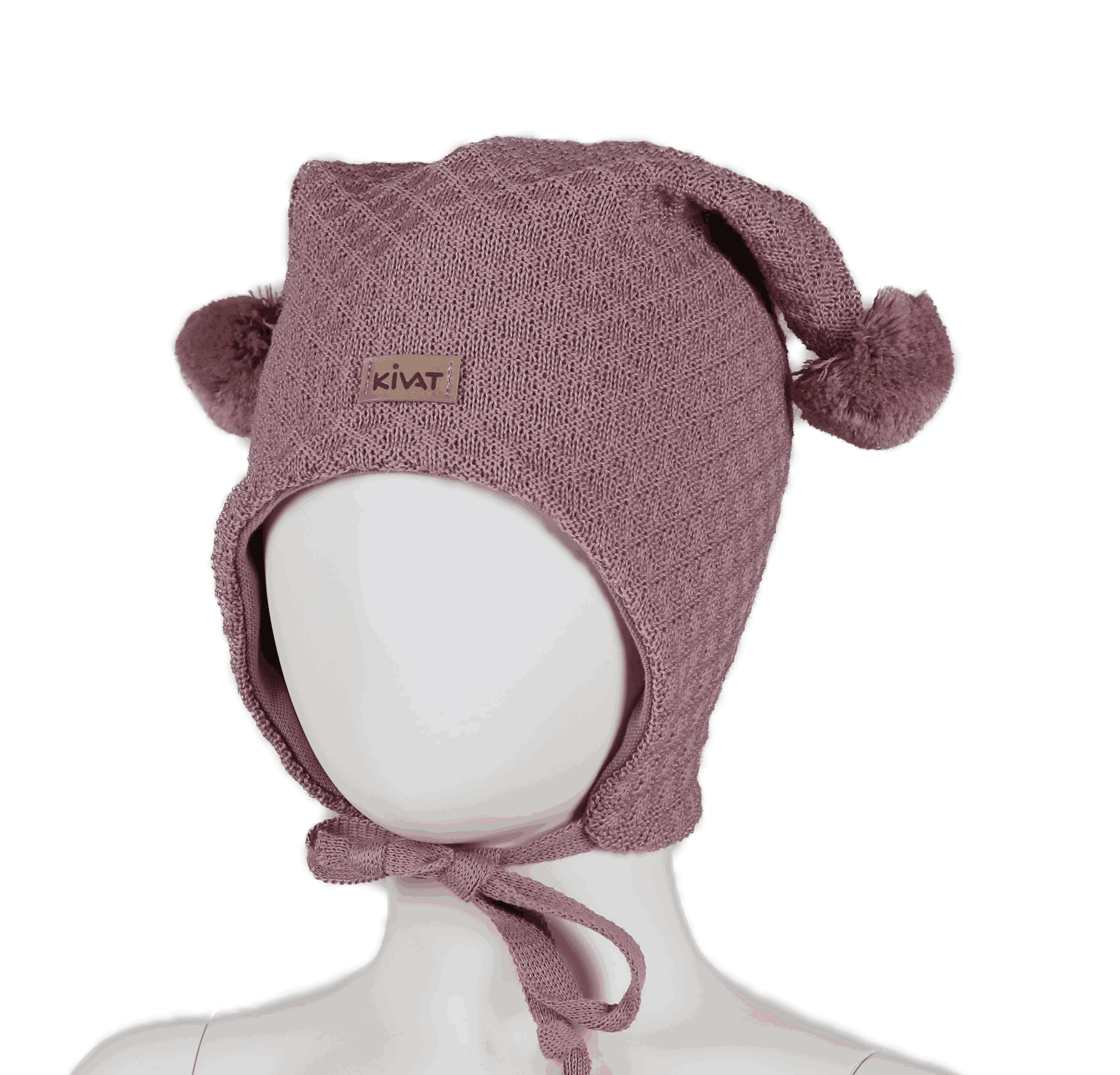 Wool hat Kivat-logo structural knit dusty pink - Kivat - Rumpetroll