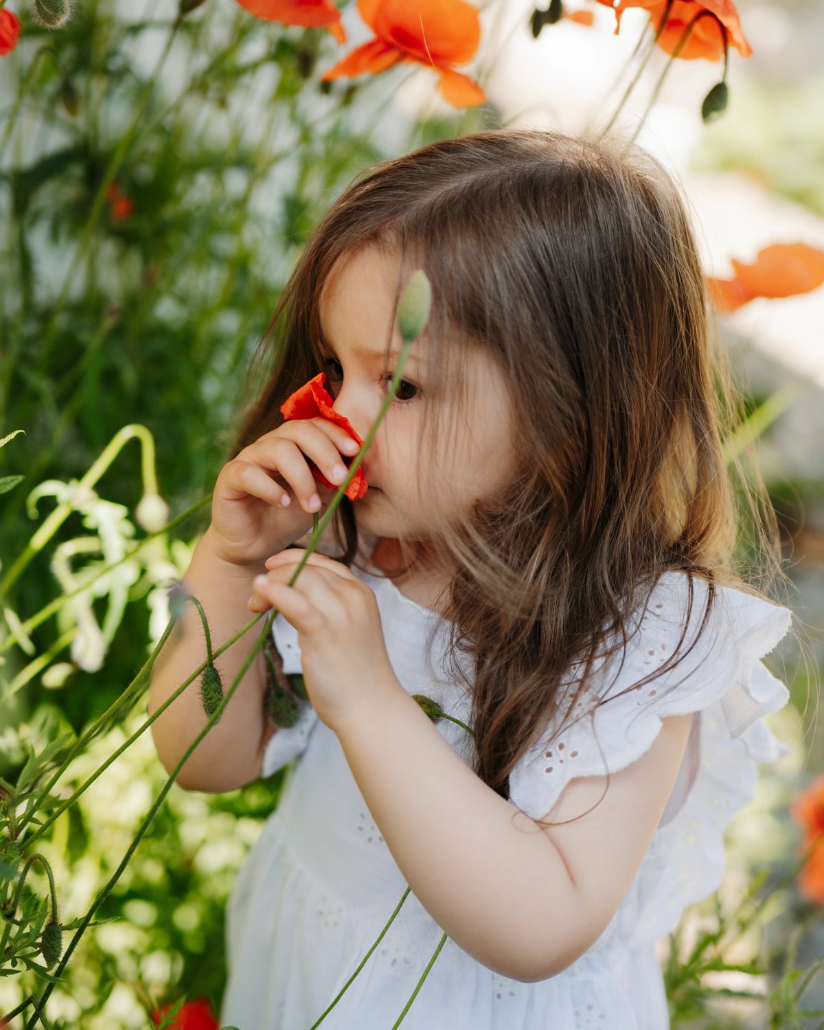 Kjole Barn m/ Broderte Blomster – 100% Bomull | HCKaroline