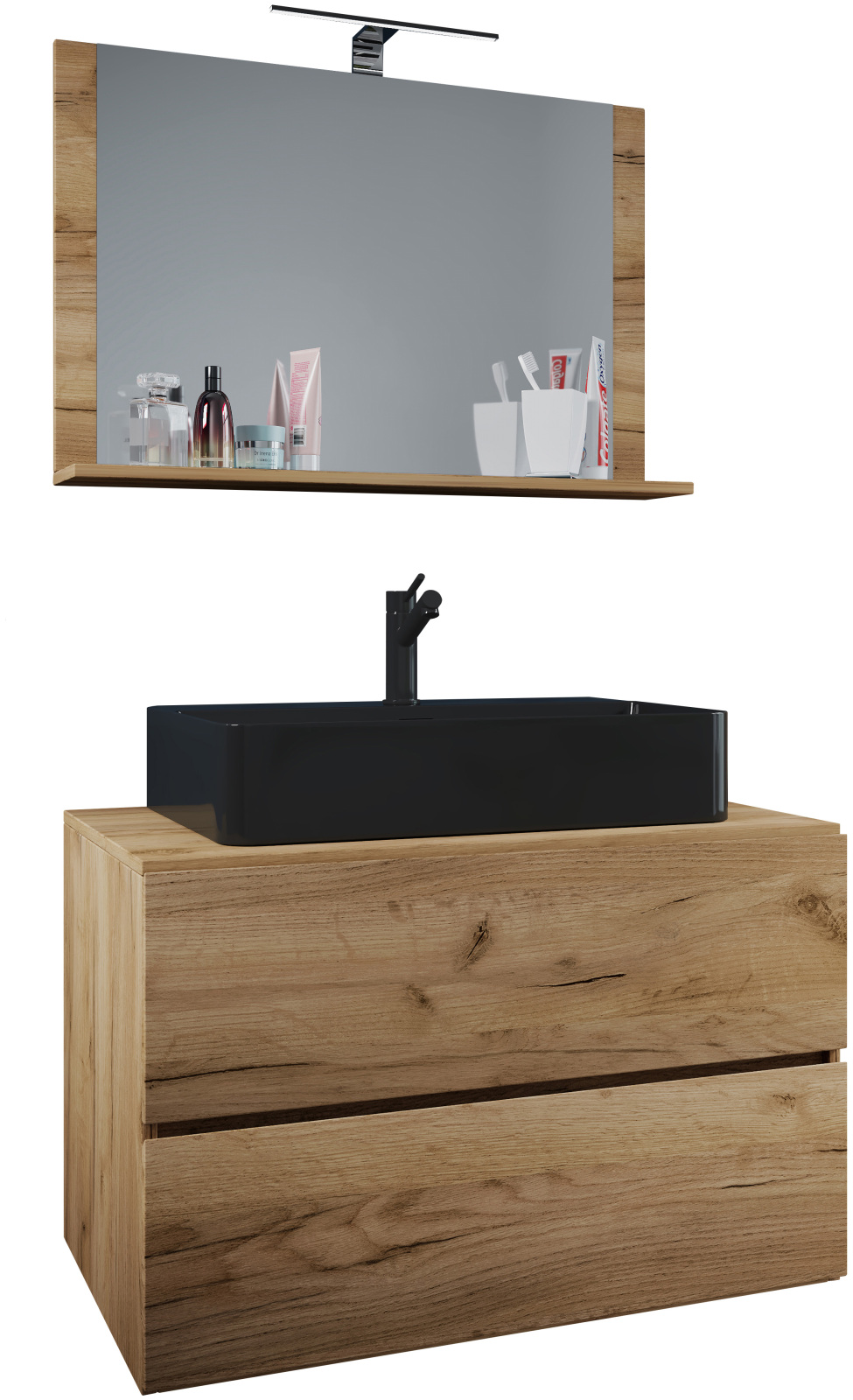 3-teiliges Badmöbel-Set LENDAS BL - Honig Eiche - 80 cm breit