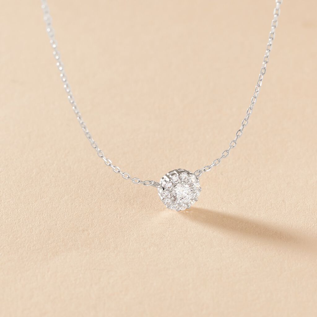 Collier Swanny Argent Blanc Oxyde De Zirconium