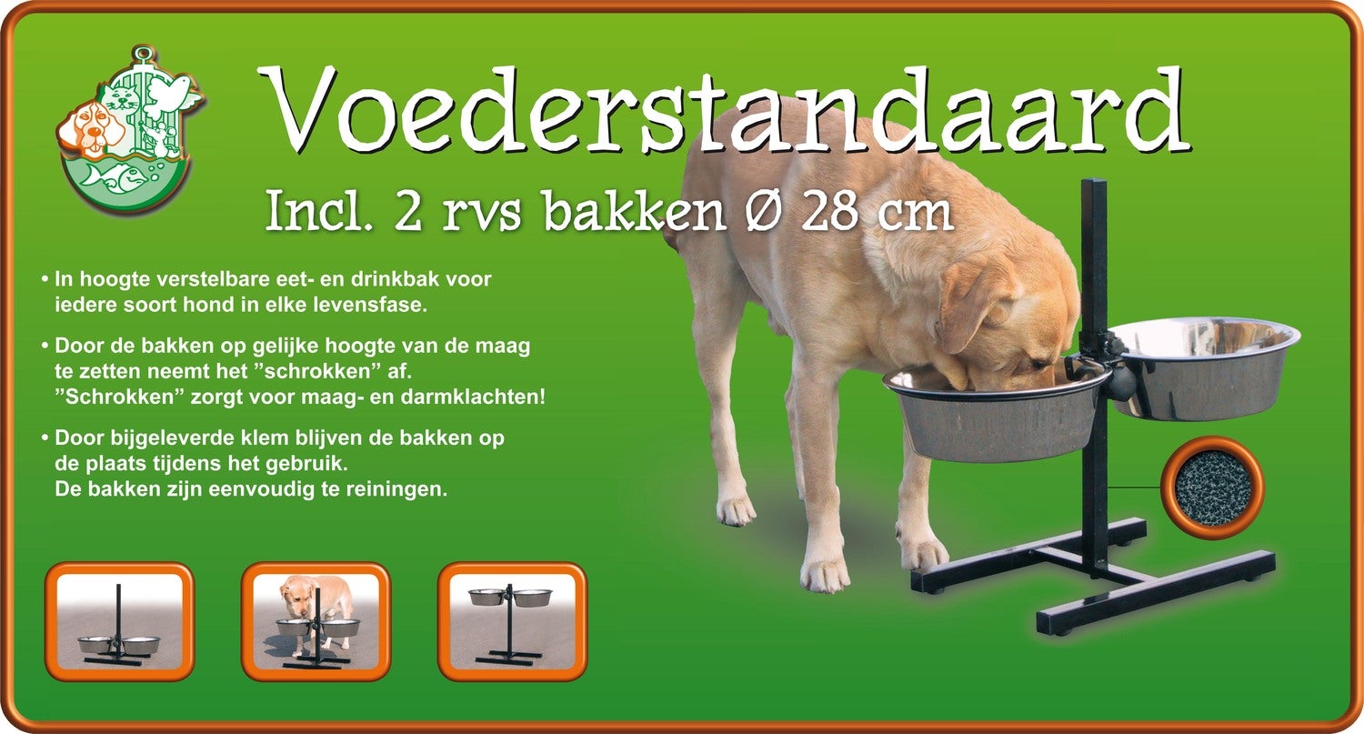 Boon hondenvoer- en drinkbak H-standaard zwart 62,1 x 28,5 x 45 cm
