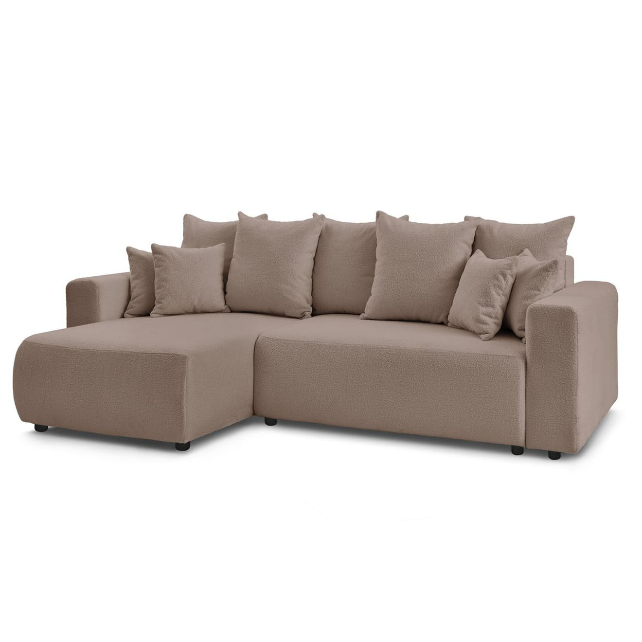 Bobochic Canapé d'angle convertible reversible bouclette Envy marron - 282x153x95 cm