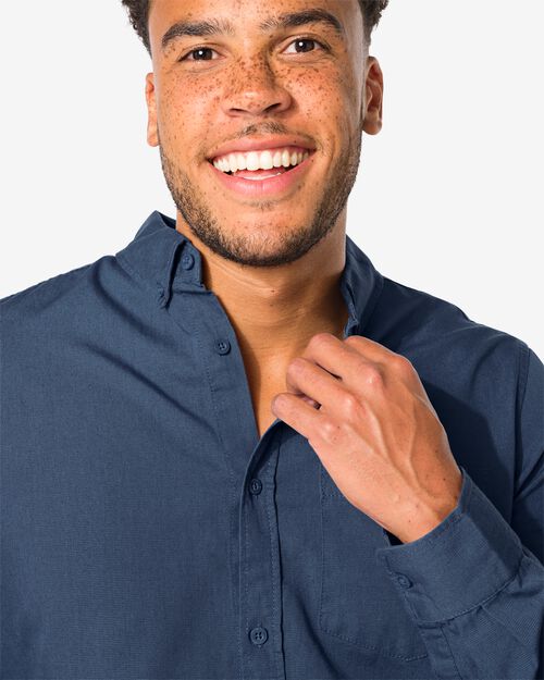 herenoverhemd met linnen bleu