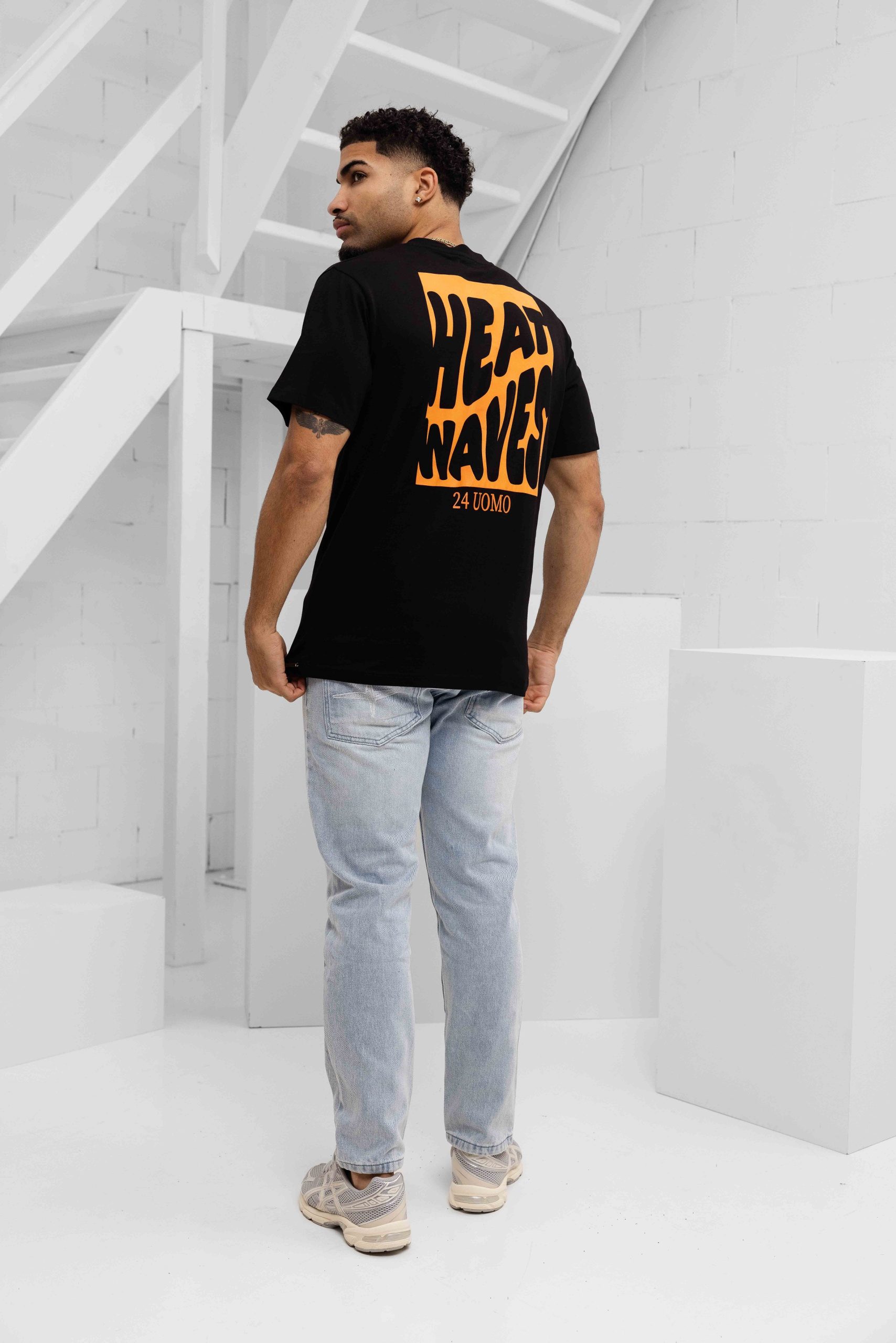 24 Uomo Heat Wave T-Shirt Heren Zwart/Oranje