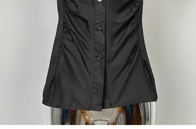 Ohnana - Effen cropped shirt met korte mouwen