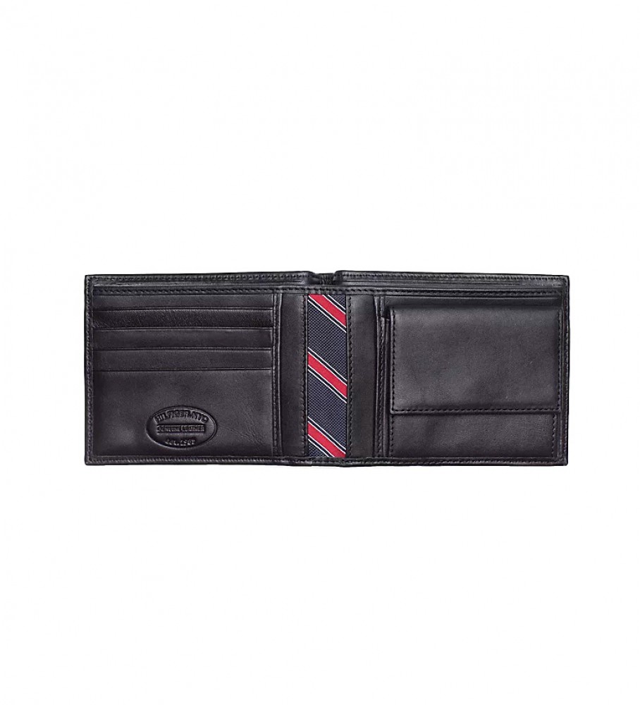 Carteira dobrável Tommy Hilfiger em couro preto