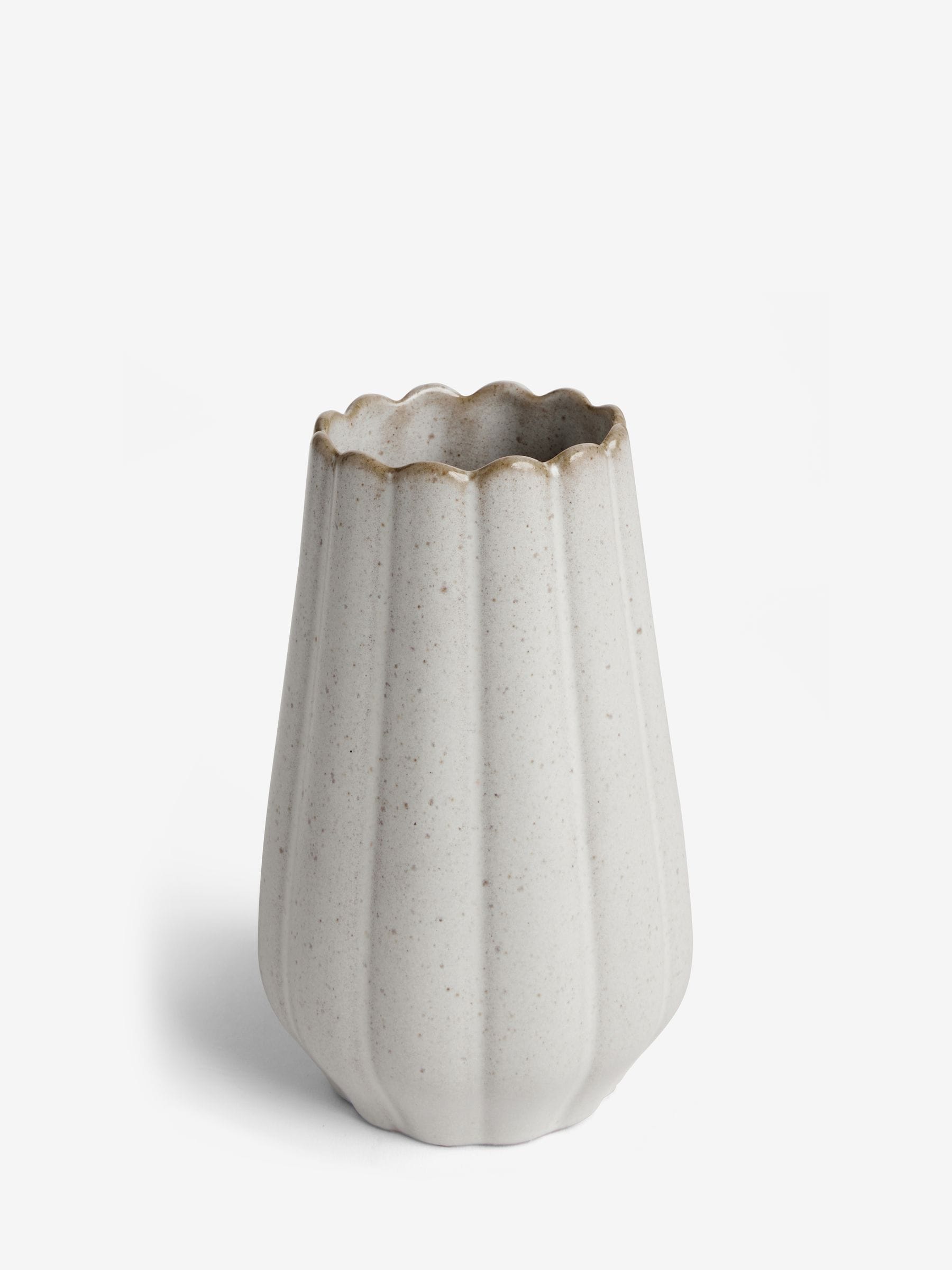 Mottled Cream Mini Scalloped Ceramic Vase