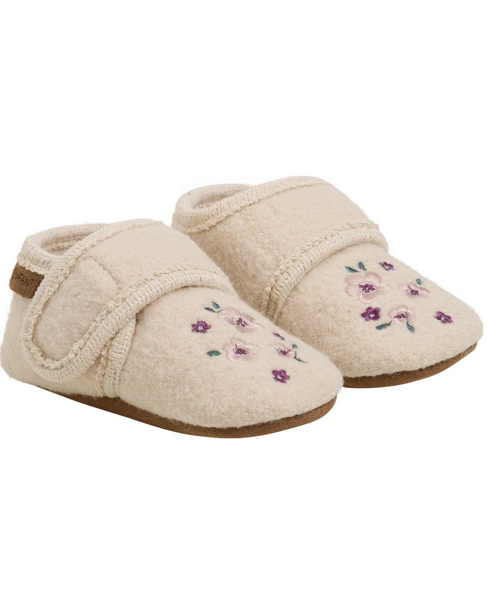 Klett-Hausschuhe WOOL BLUMEN in sandshell