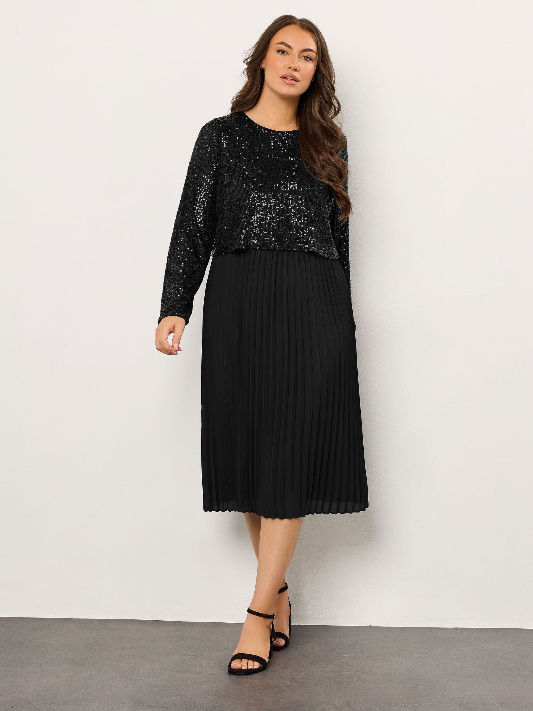 Evans Sequin Overlay Black Dress