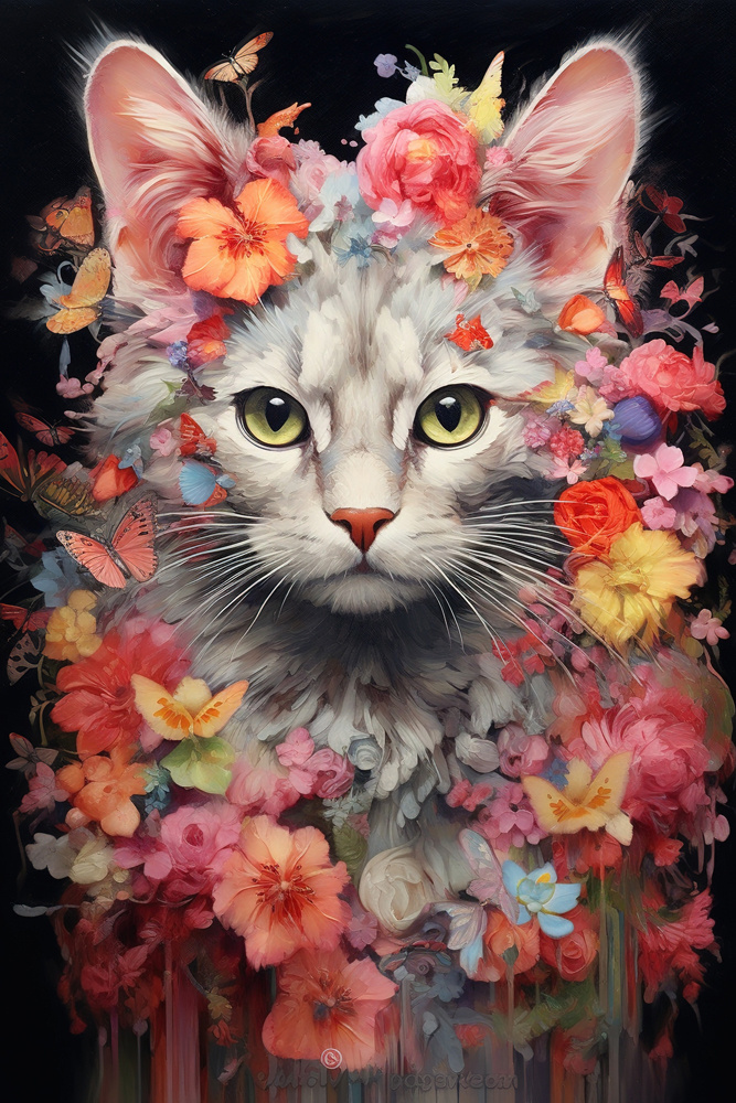 Akustikbild FLOWER CAT 80x120cm, 6kg