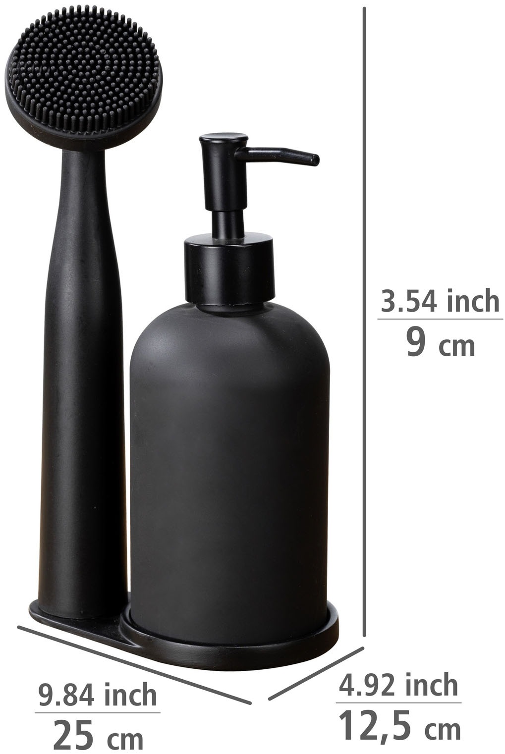 WENKO Spülmittelspender »Modell Piedo« Spül-Set, inkl. Spülbürste mit Halterung, Glas/Polyresin