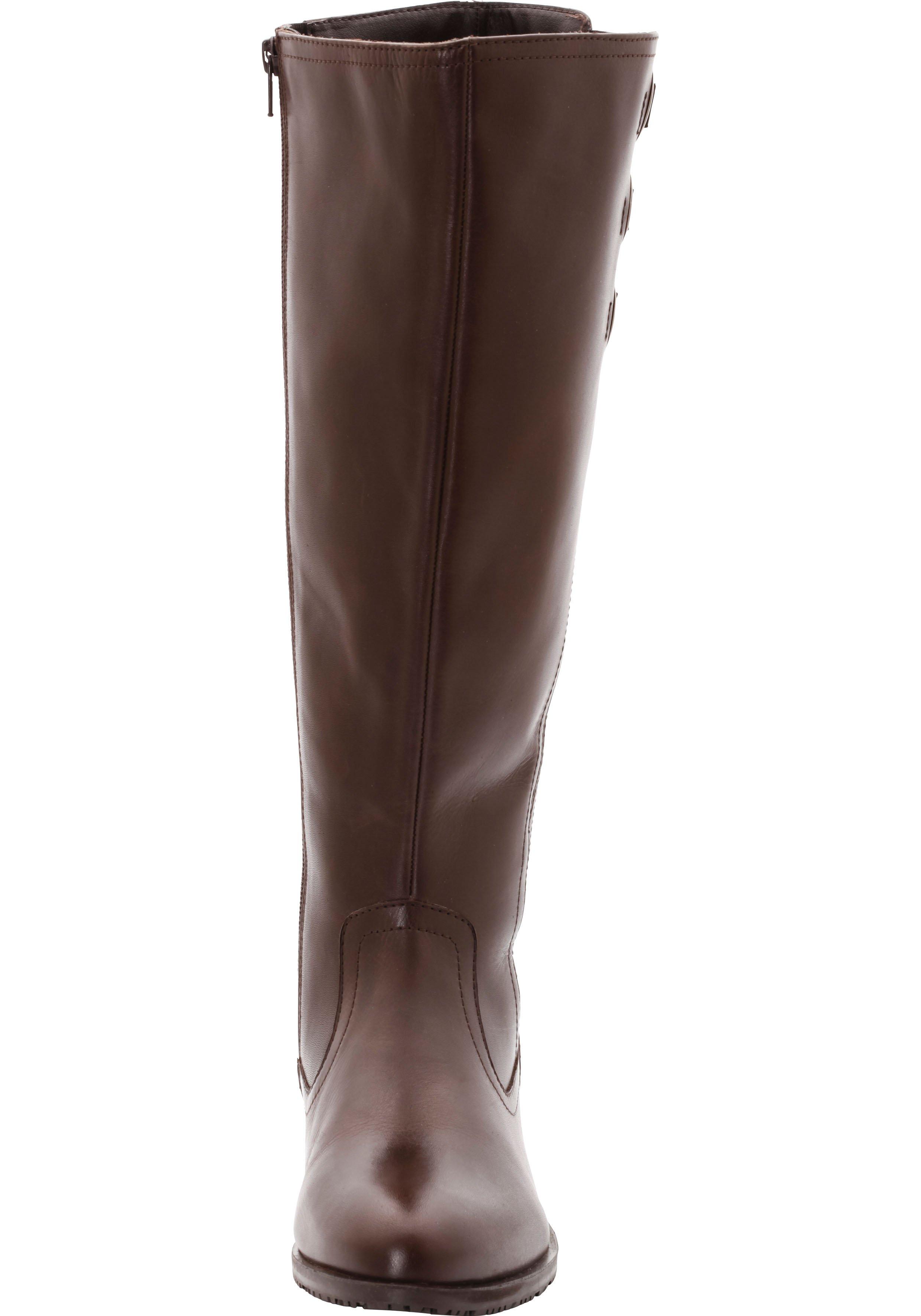 Weitschaftstiefel aus Leder mit drei Zierschnallen