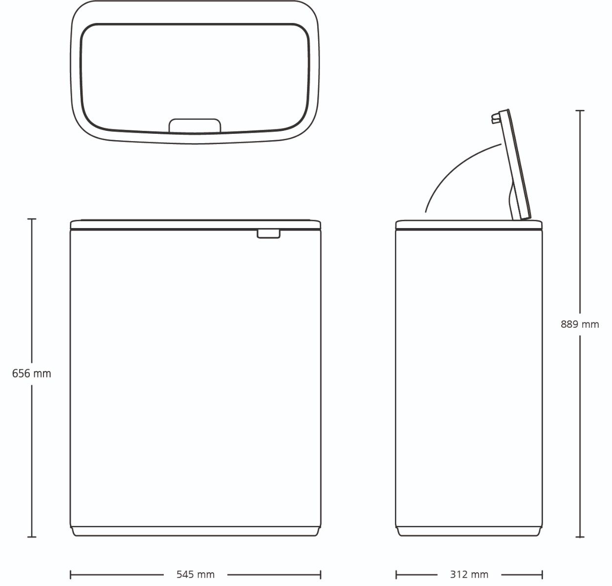Bo Touch Bin, met 1 binnenemmer, 60 liter - Soft Grey