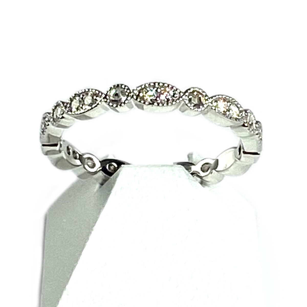 Bague tour complet d'occasion or 750 blanc diamants