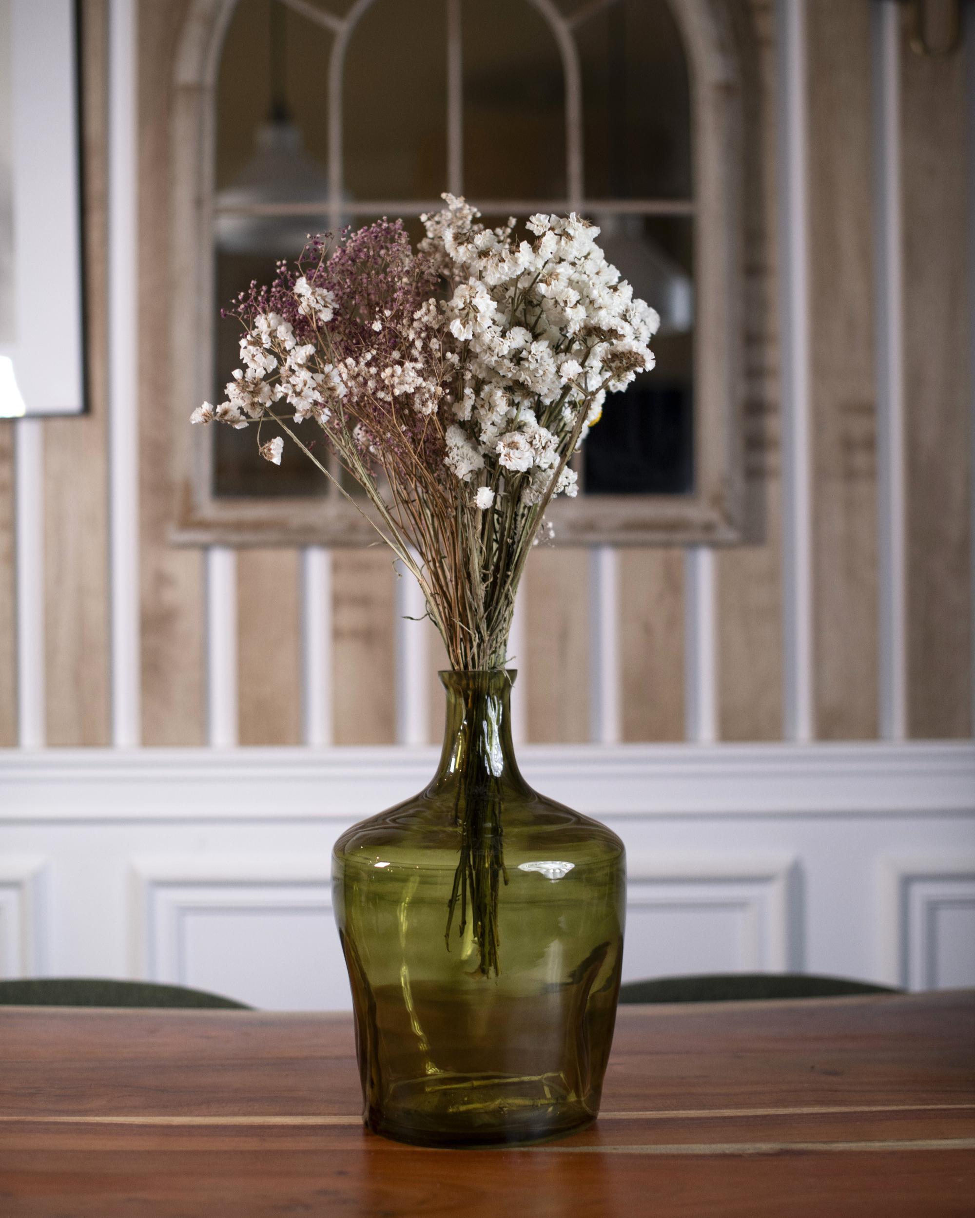 Bloemenvaas KERALA Glas 35 cm Olijfgroen
