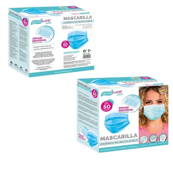 Box of hygienic masks SensiKare 50 Deler (12 enheter)