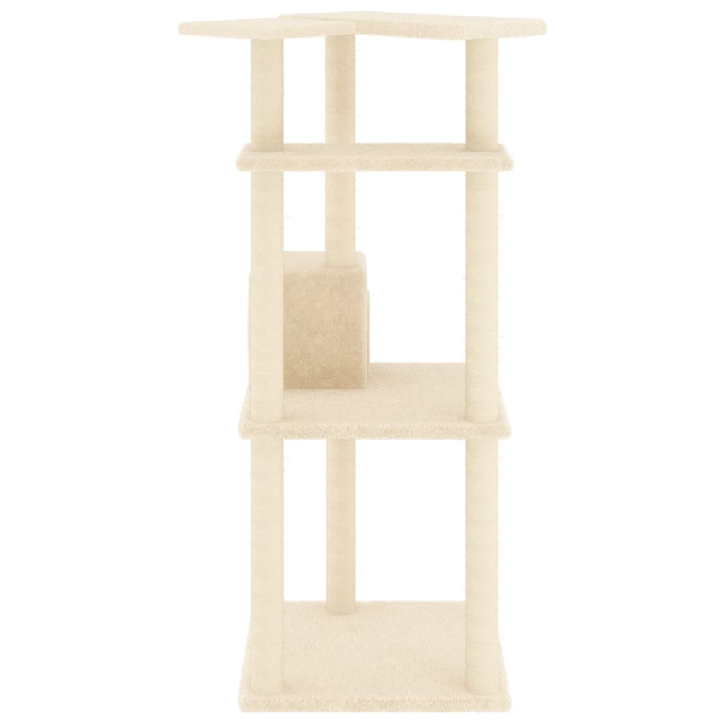 arranhador para gatos vidaXL com postes de sisal, creme, 123 cm