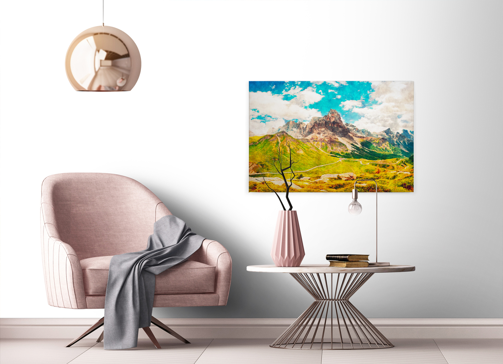 Leinwandbild BERGE - grün-blau - 90x60 cm