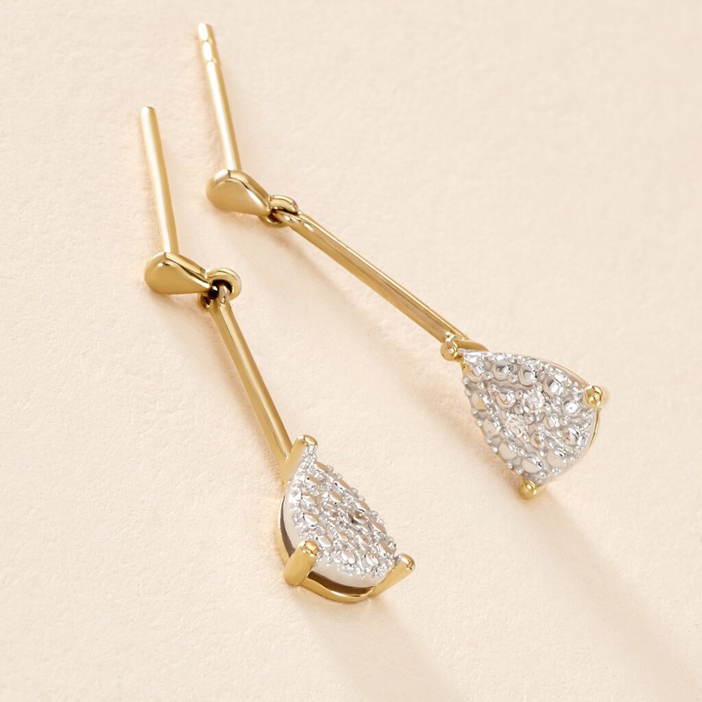Boucles D'oreilles Pendantes Pear C Or Jaune Diamant