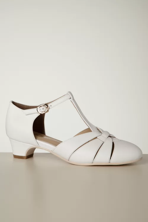 Charlie Stone Petit Montpellier T-strap pumps in wit