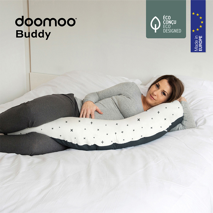 Coussin d’allaitement Doomoo – Étoiles/Gris