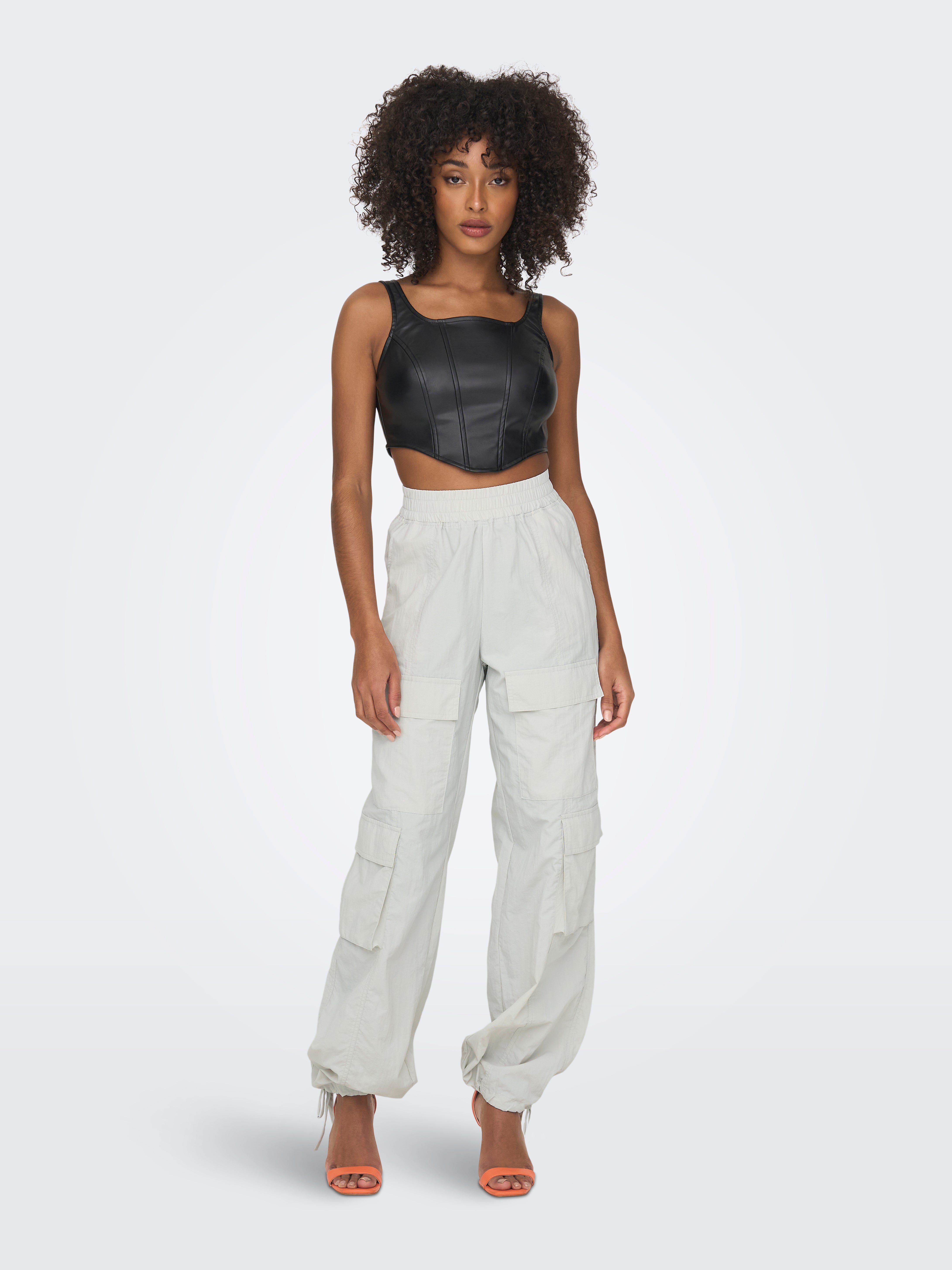 NEOENIELCA Mittlere Taille Gerade geschnitten Cargo-Hose Glacier Gray