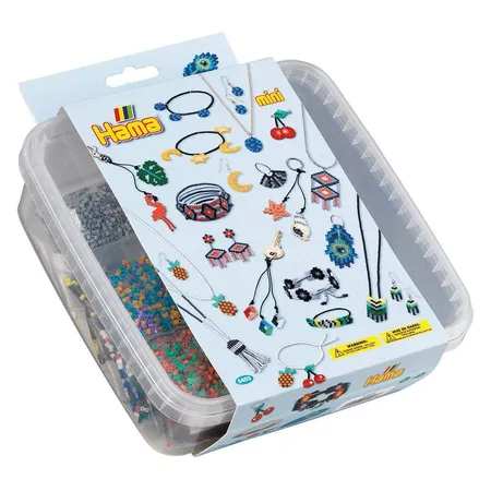 Hama Bügelperlen Bügelperlen Mini, ca. 10.500 in Box, inklusive Stiftplatten Sechseck und Kreis sowie Zubehör, Schmuck