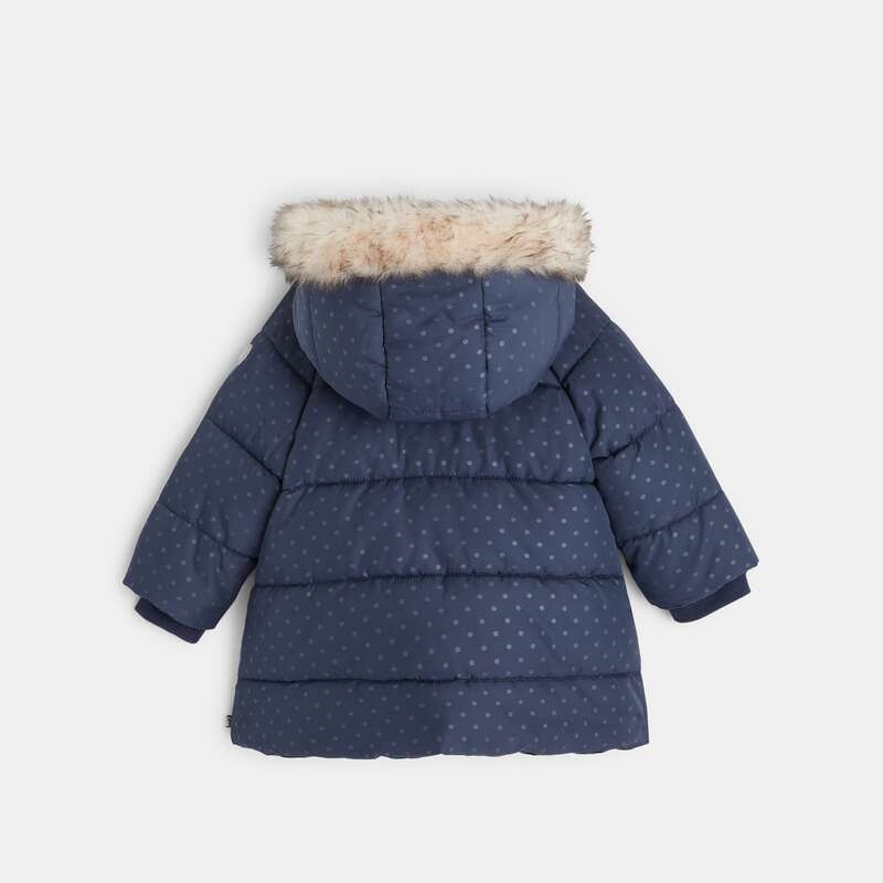Doudoune épaisse fourrée déperlante bleue bébé fille