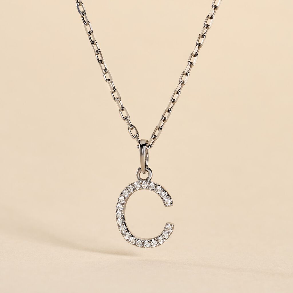 Pendentif Klementine Or Blanc Oxyde De Zirconium