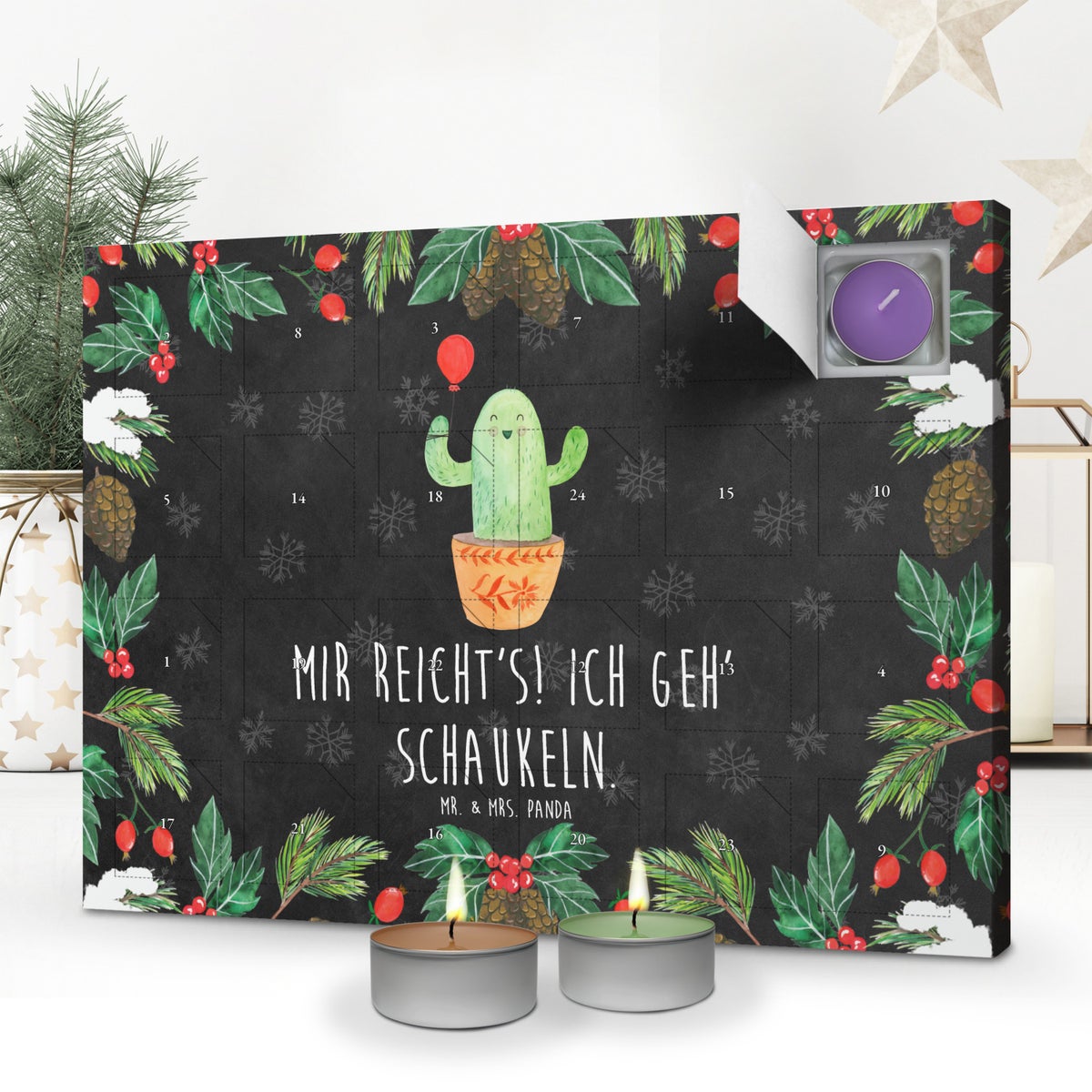Mr. & Mrs. Panda Geurkaars Adventskalender Cactusballon - Zwart