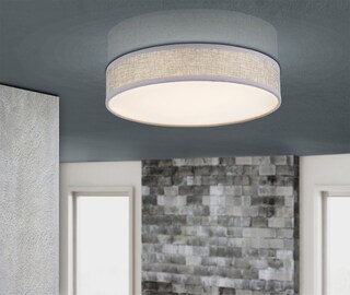GLOBO LED Deckenlampe TED 40 cm Stoffschirm grau