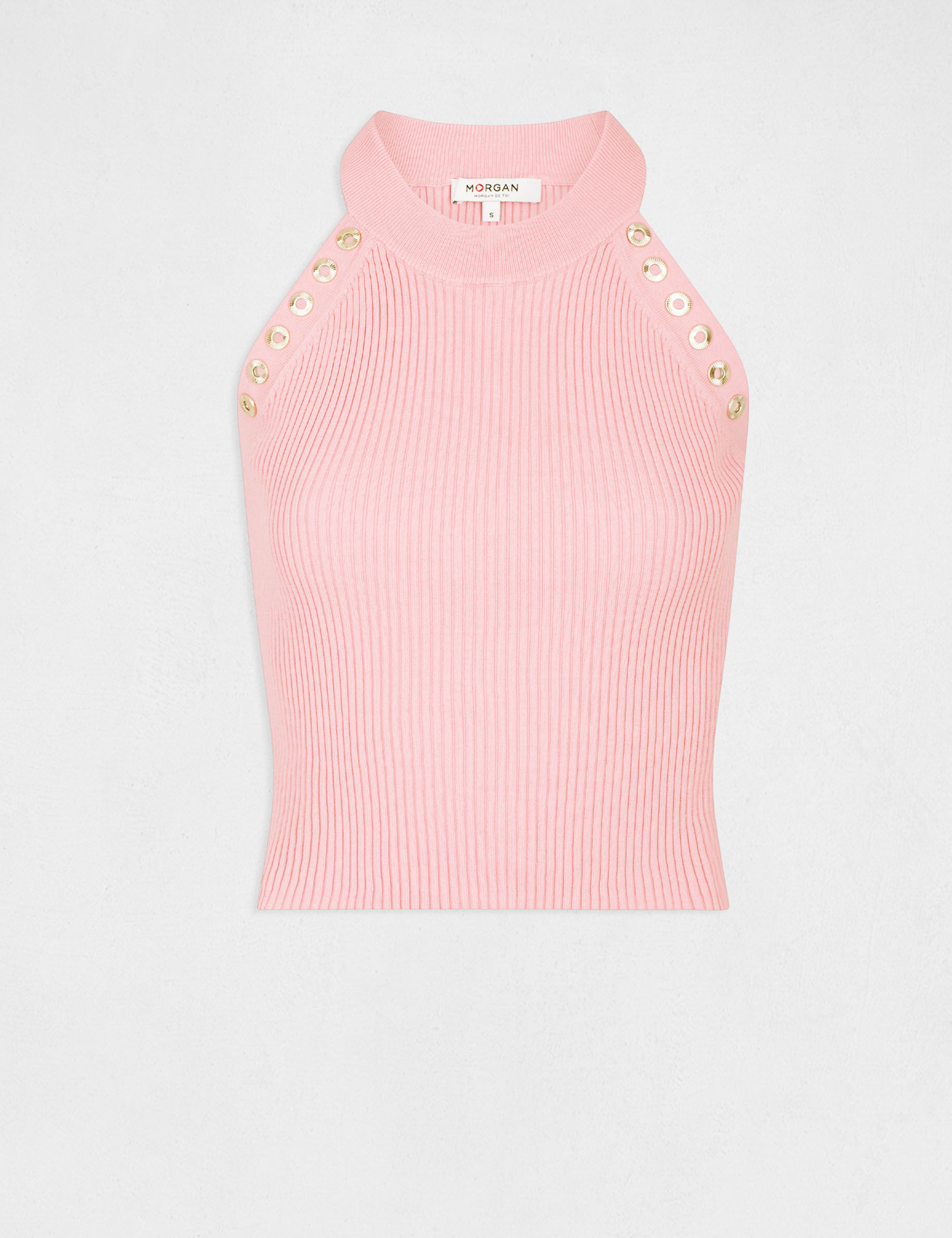 Pull débardeur avec encolure américaine rose femme - rose