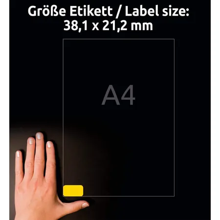 Avery Zweckform L4793-20 Farbige Etiketten,A4 38,1 x 21,2 mm, 20 Bogen/1.300 Etiketten, gelb