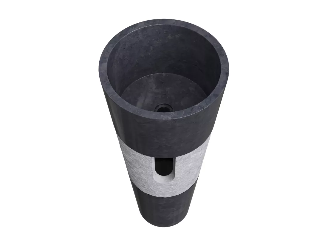 Vasque sur pied en marbre - Coloris noir - L40 x P40 x H90 cm - PULOA
