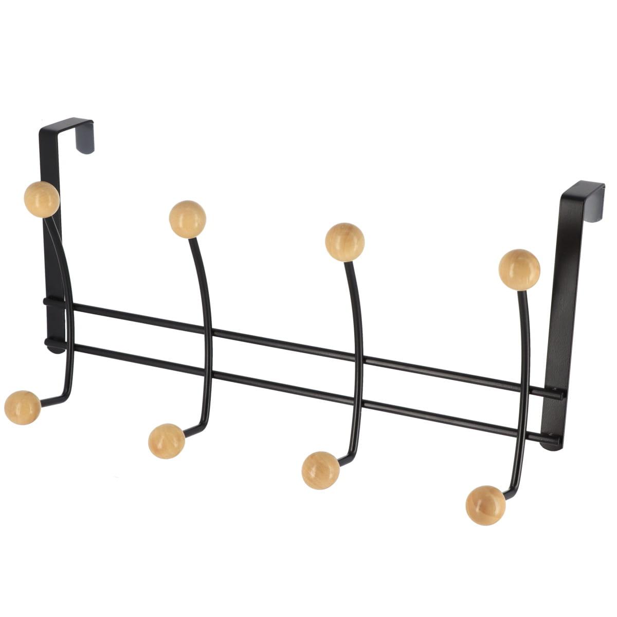 PATERE METAL 8 CROCHETS BOIS NOIR BOIS