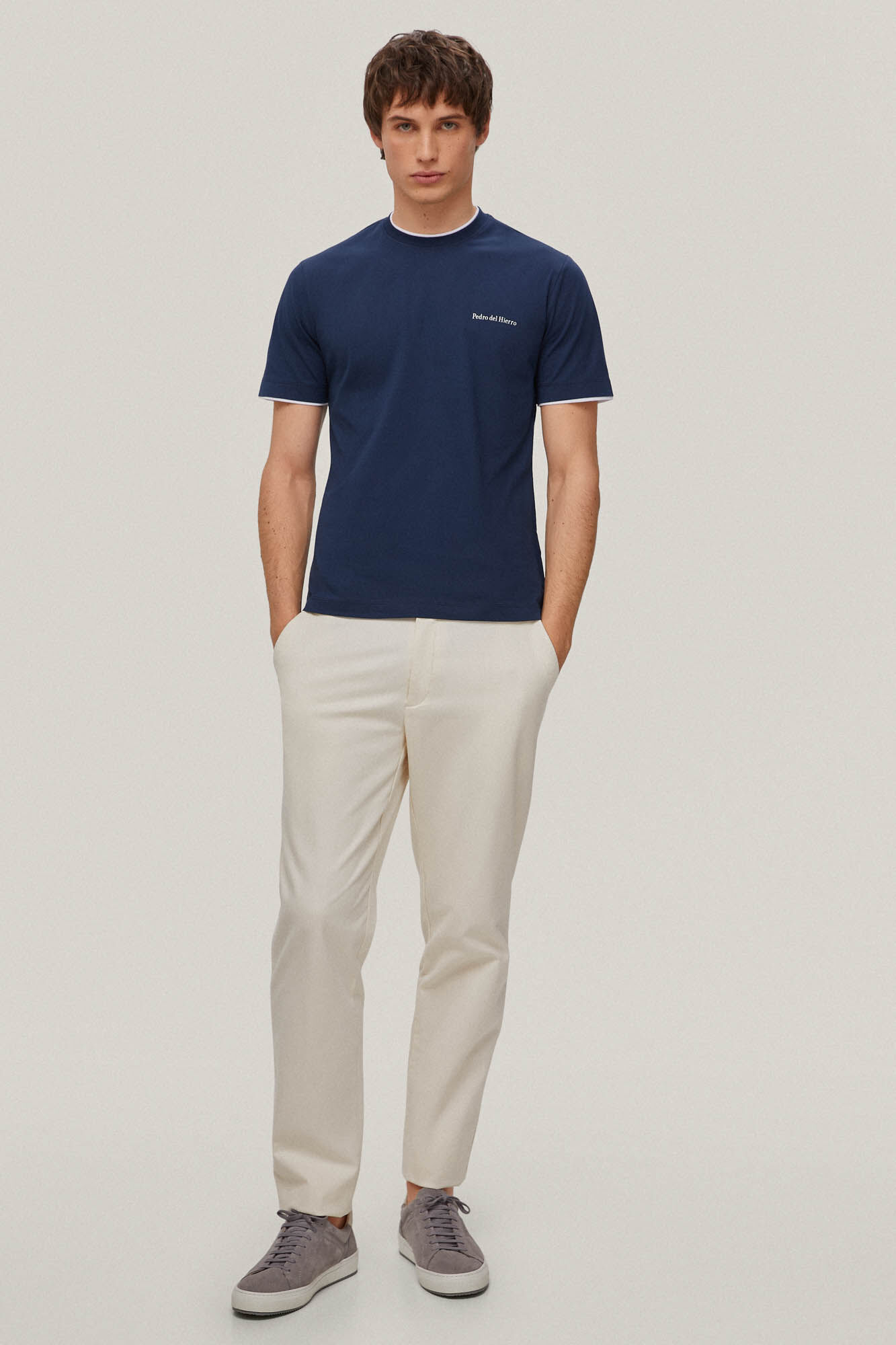 Camiseta de gola dupla - Azul